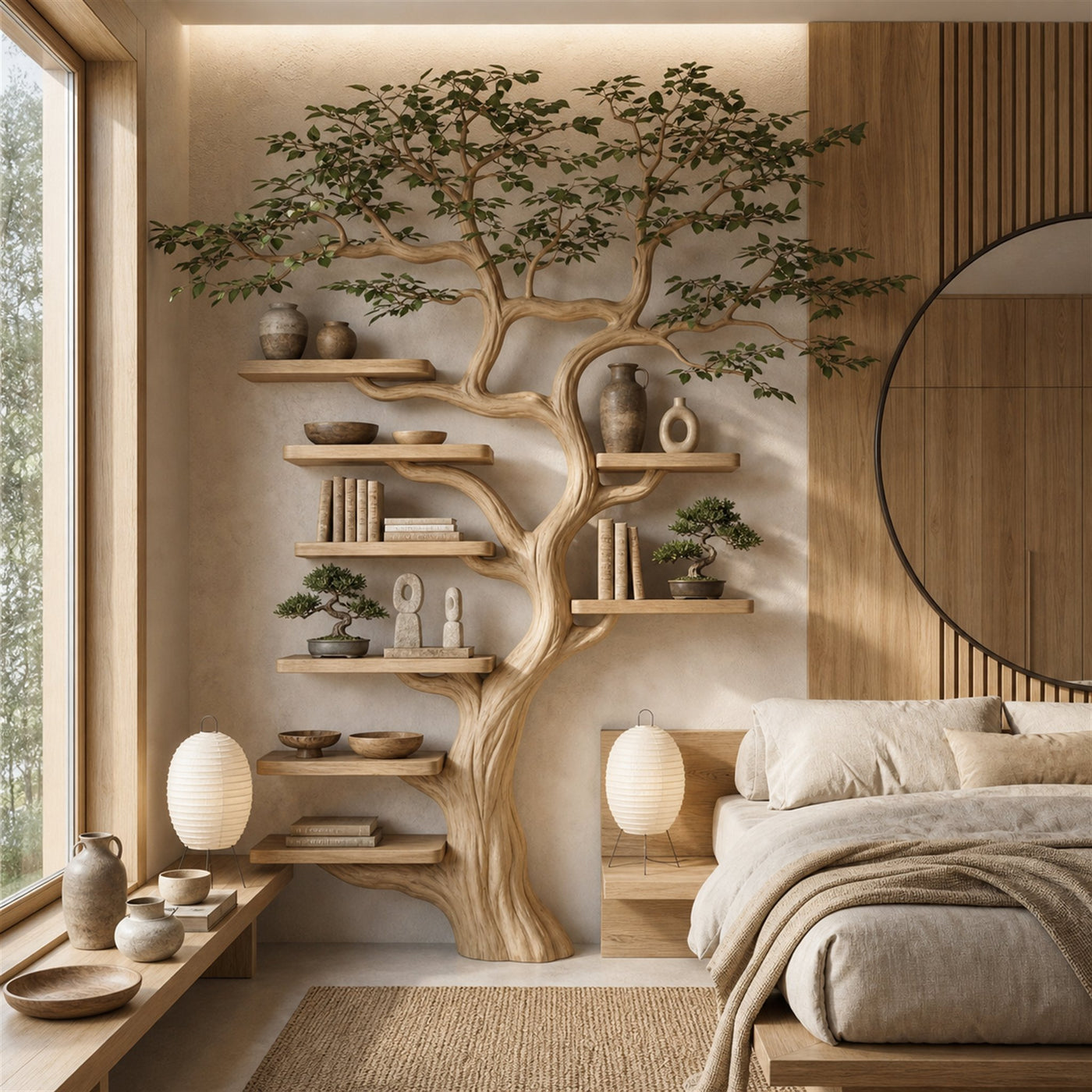 Black Tree Branch Bookshelf Wall Mount Mid Century - product view 6