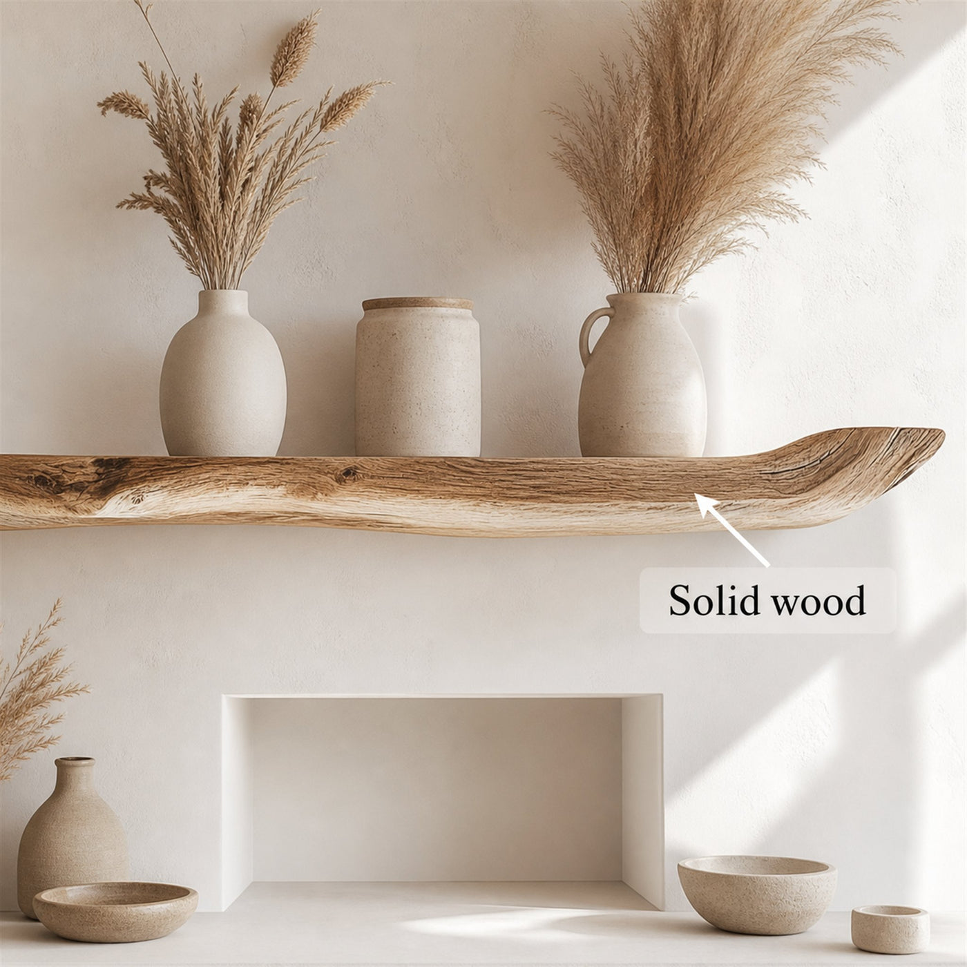 Boho Kitchen Floating Shelf Natural Edge Wooden Shelf For Wall Storage - product view 6