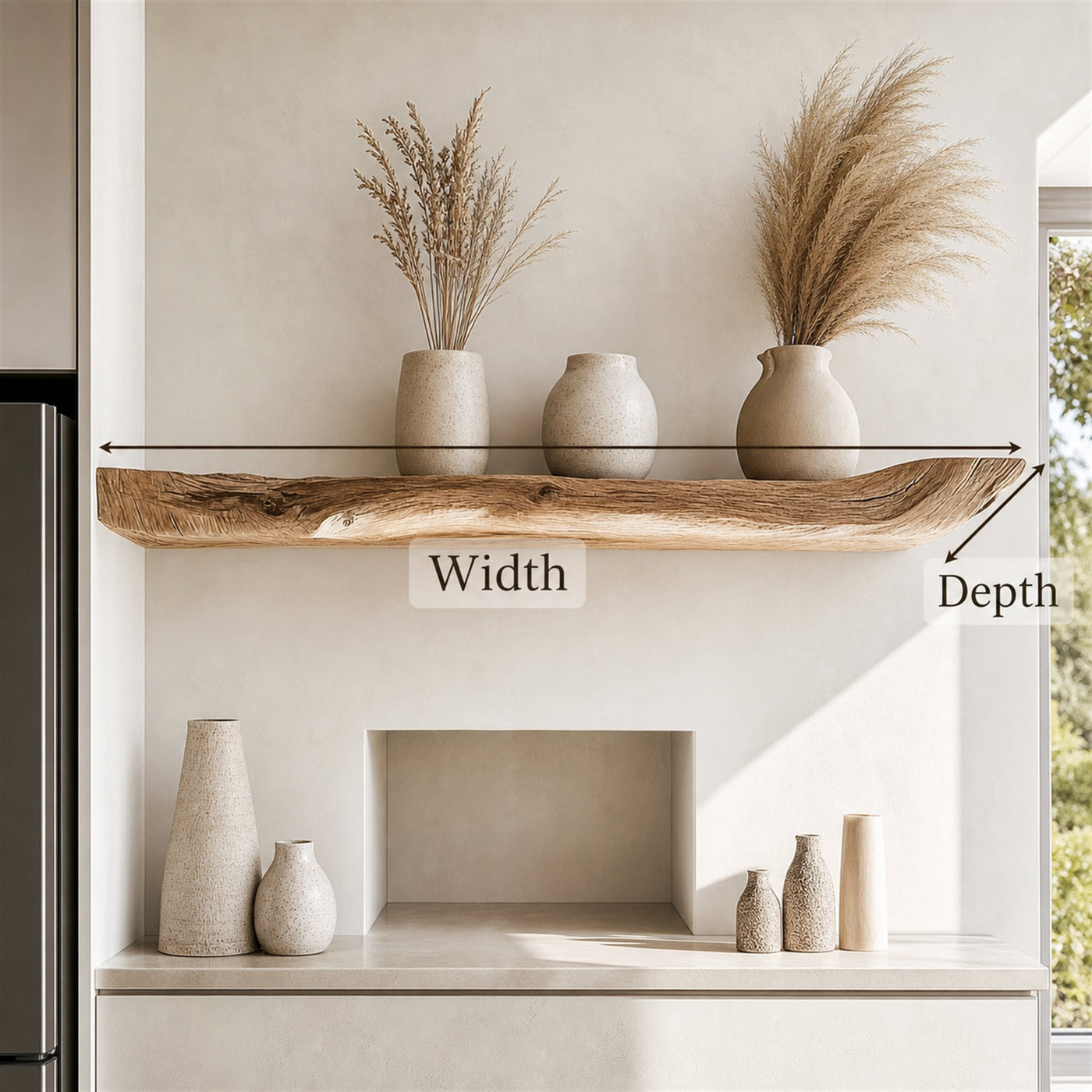 Boho Kitchen Floating Shelf Natural Edge Wooden Shelf For Wall Storage - product view 7