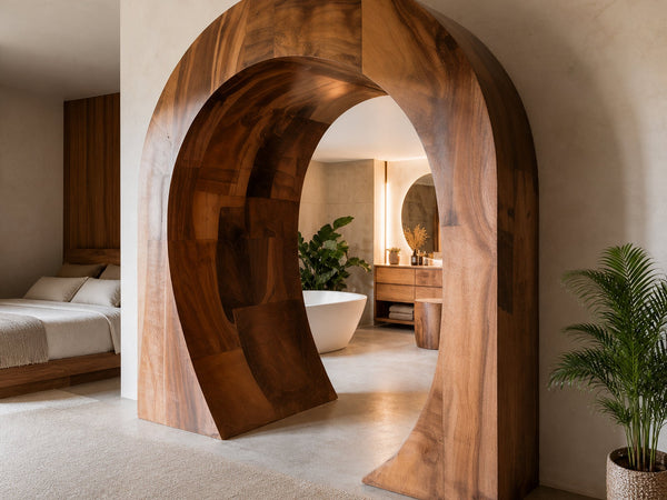 Modern Sculptural Wooden Archway Room Divider