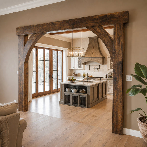 Rustic Arched Wood Frame For Living Room Entryway