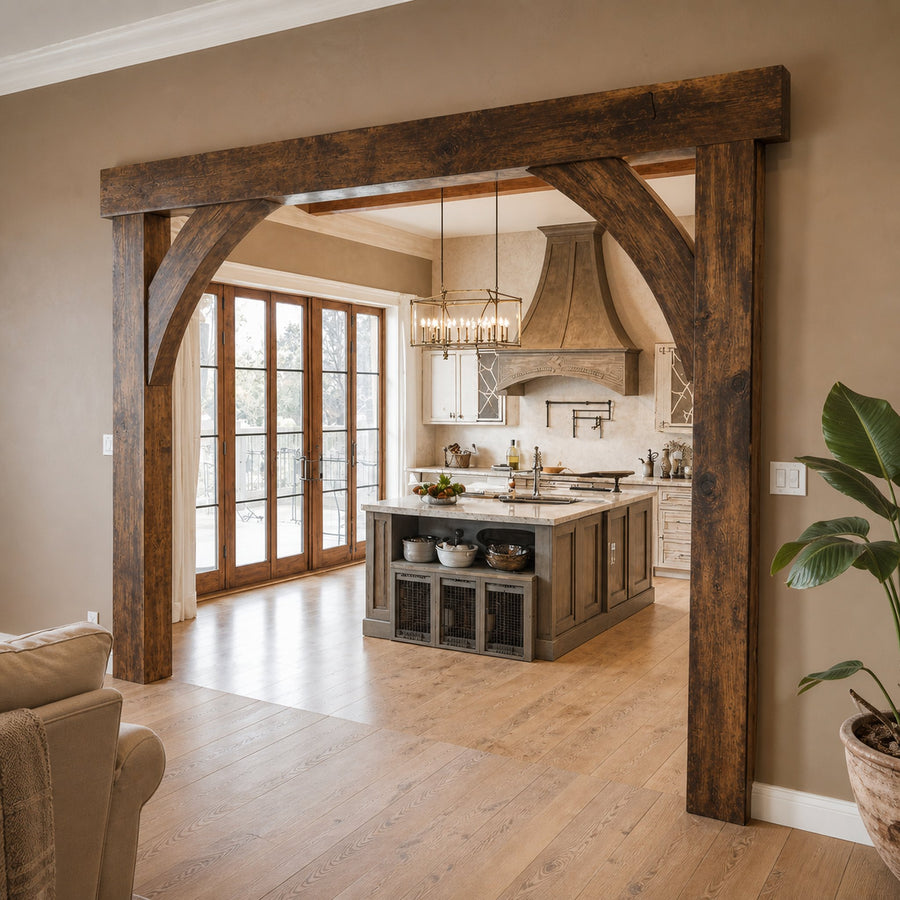 Rustic Arched Wood Frame For Living Room Entryway
