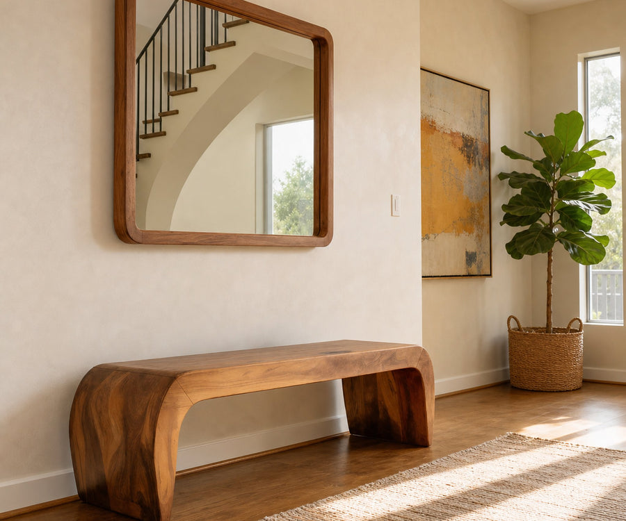 Contemporary Bench With Curved Design For Entryway