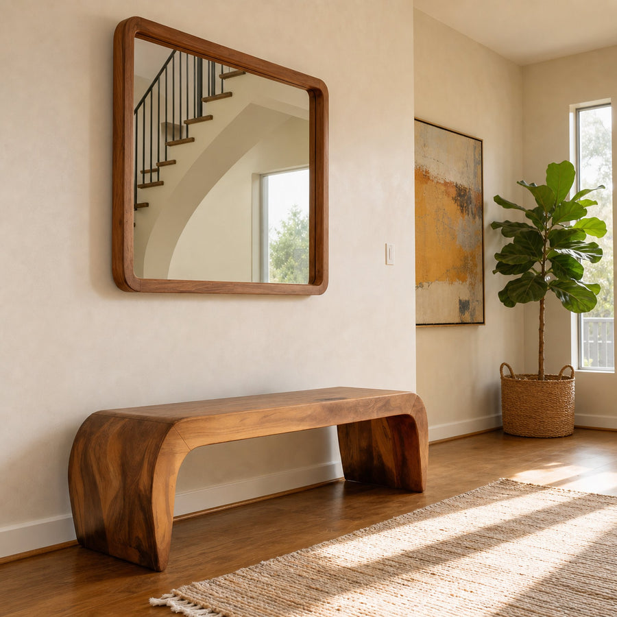 Contemporary Bench With Curved Design For Entryway