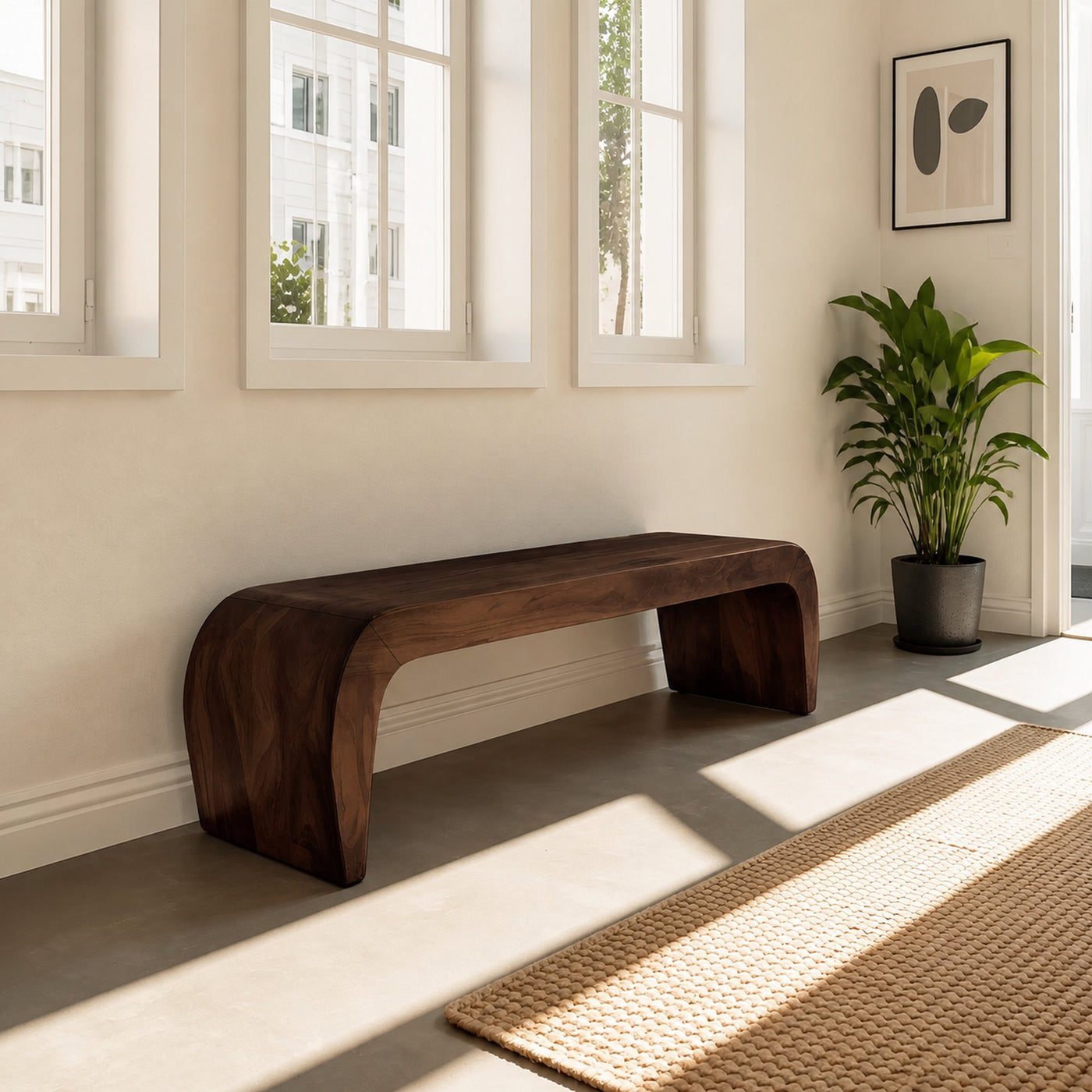 Contemporary Bench With Curved Design For Entryway - product view 7