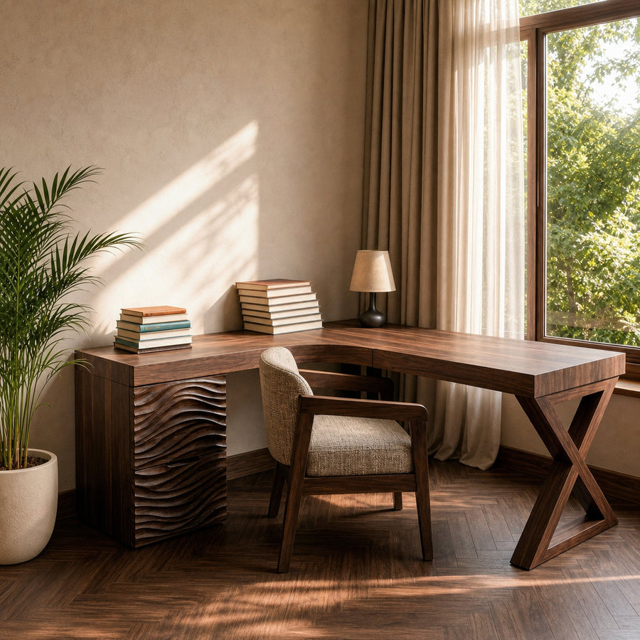 Contemporary L Shaped Workstation Desk For Study Room