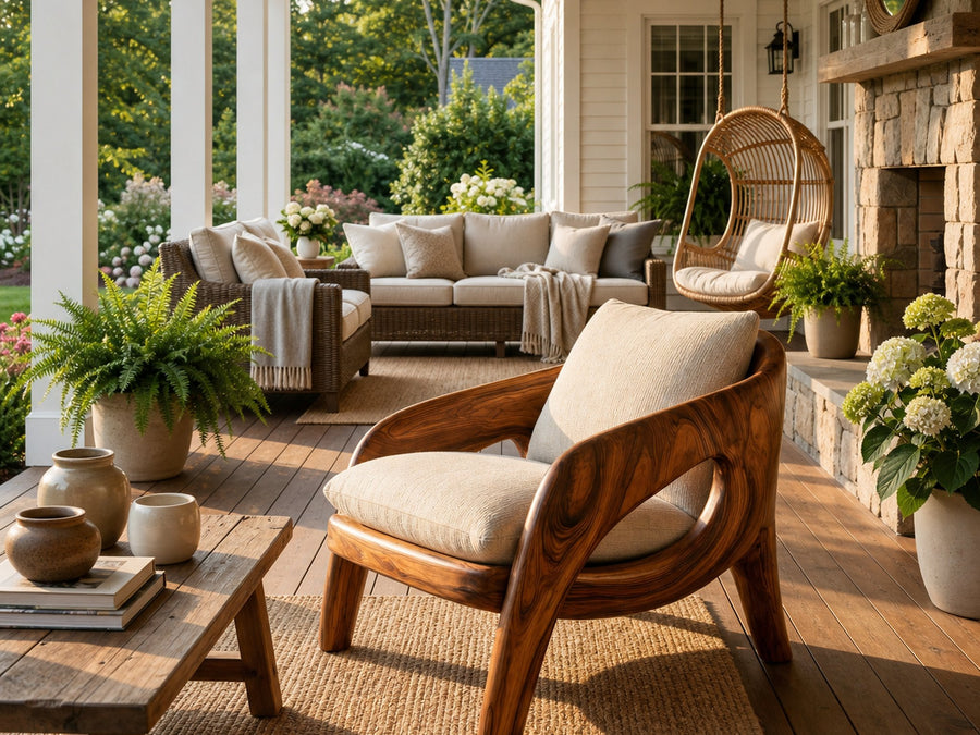 Driftform Sunvalley Solid Wood Lounge Chair with Curved Arms