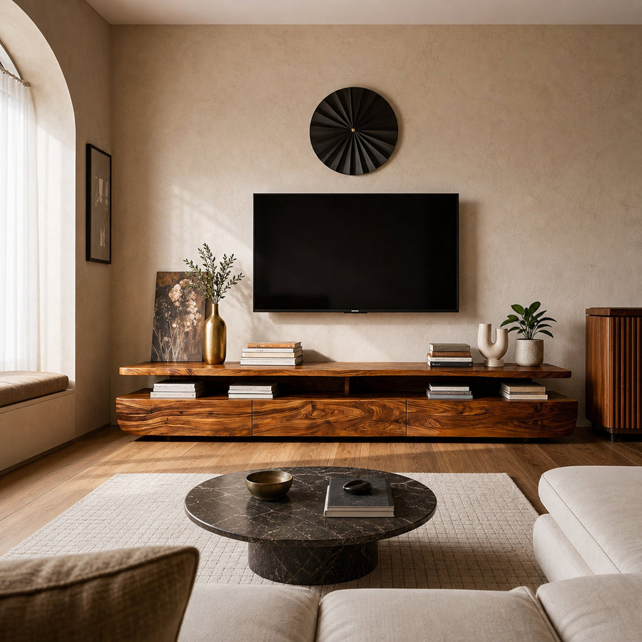 Contemporary TV Cabinet Functional Storage Drawers For Home