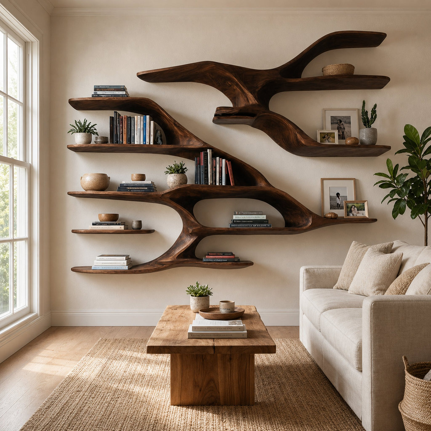 Contemporary Wooden Wall Shelf For Living Room Decor - product view 6