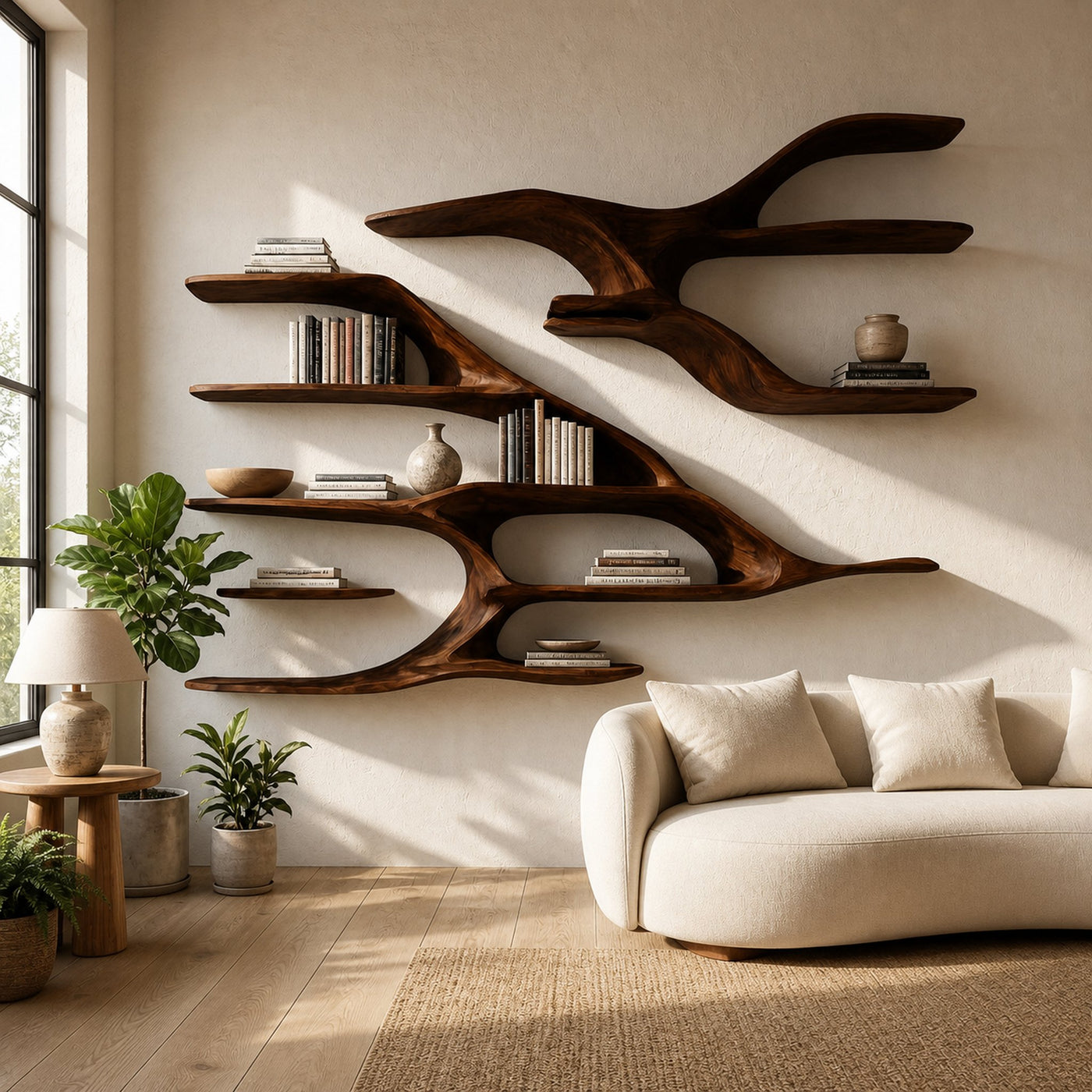 Contemporary Wooden Wall Shelf For Living Room Decor - product view 7
