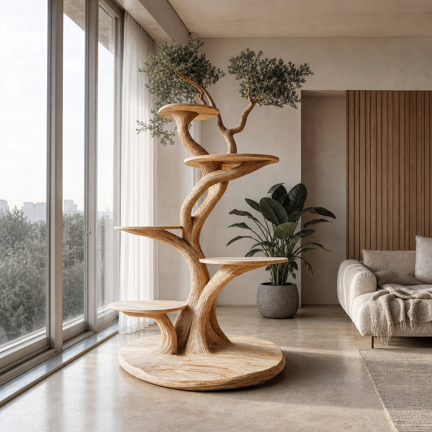 Custom Handmade Wooden Cat Tree Modern Large Climbing Tree Unique