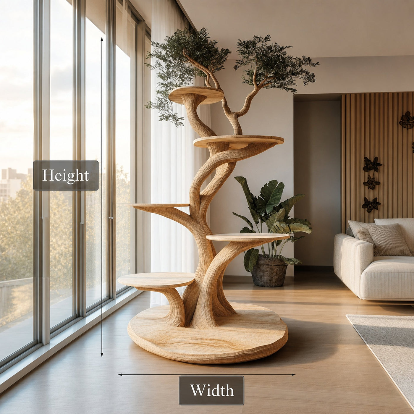 Custom Handmade Wooden Cat Tree Modern Large Climbing Tree Unique - product view 6