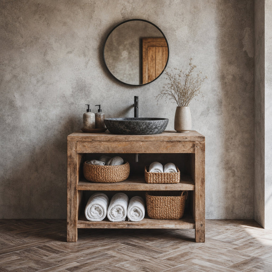 Custom Reclaimed Wood Vanity Bathroom