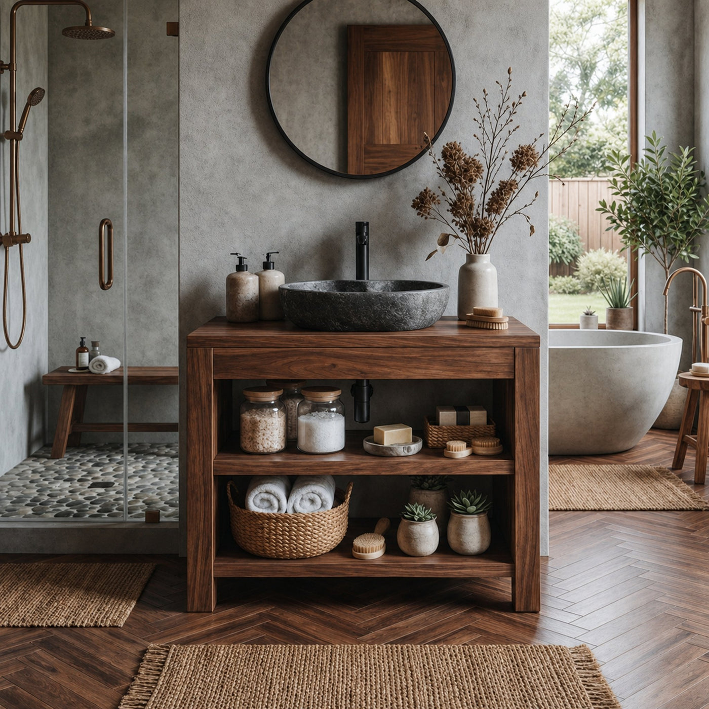 Custom Reclaimed Wood Vanity Bathroom - product view 6