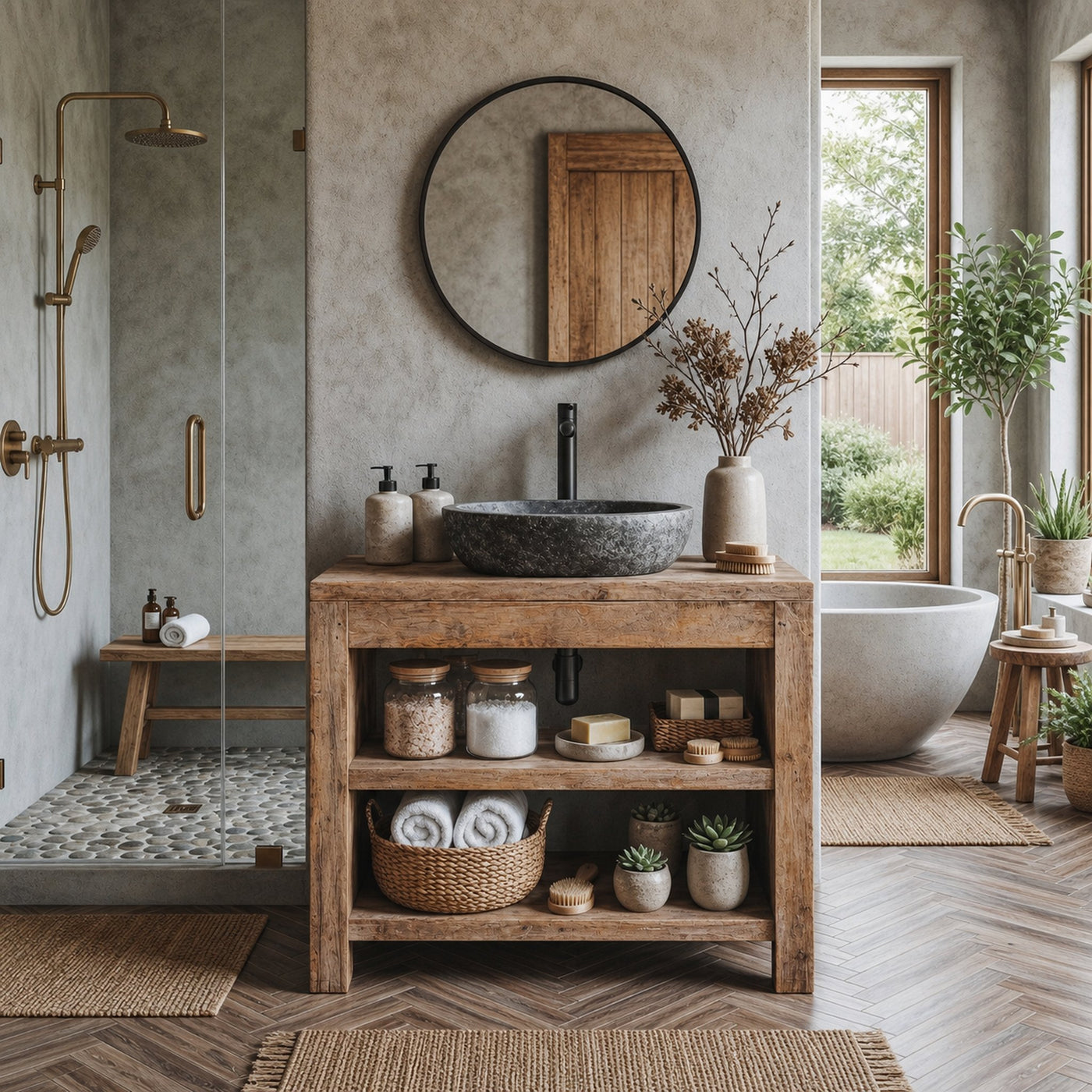 Custom Reclaimed Wood Vanity Bathroom - product view 7