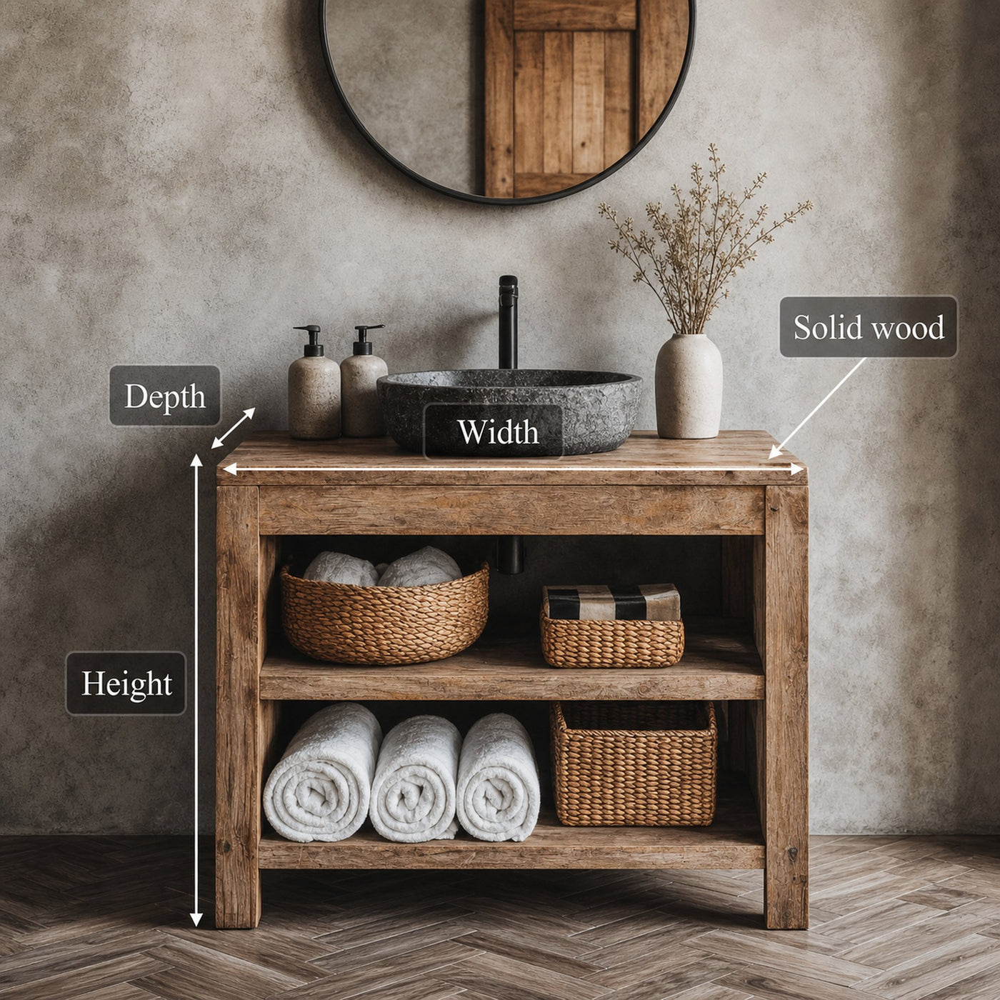 Custom Reclaimed Wood Vanity Bathroom - product view 8
