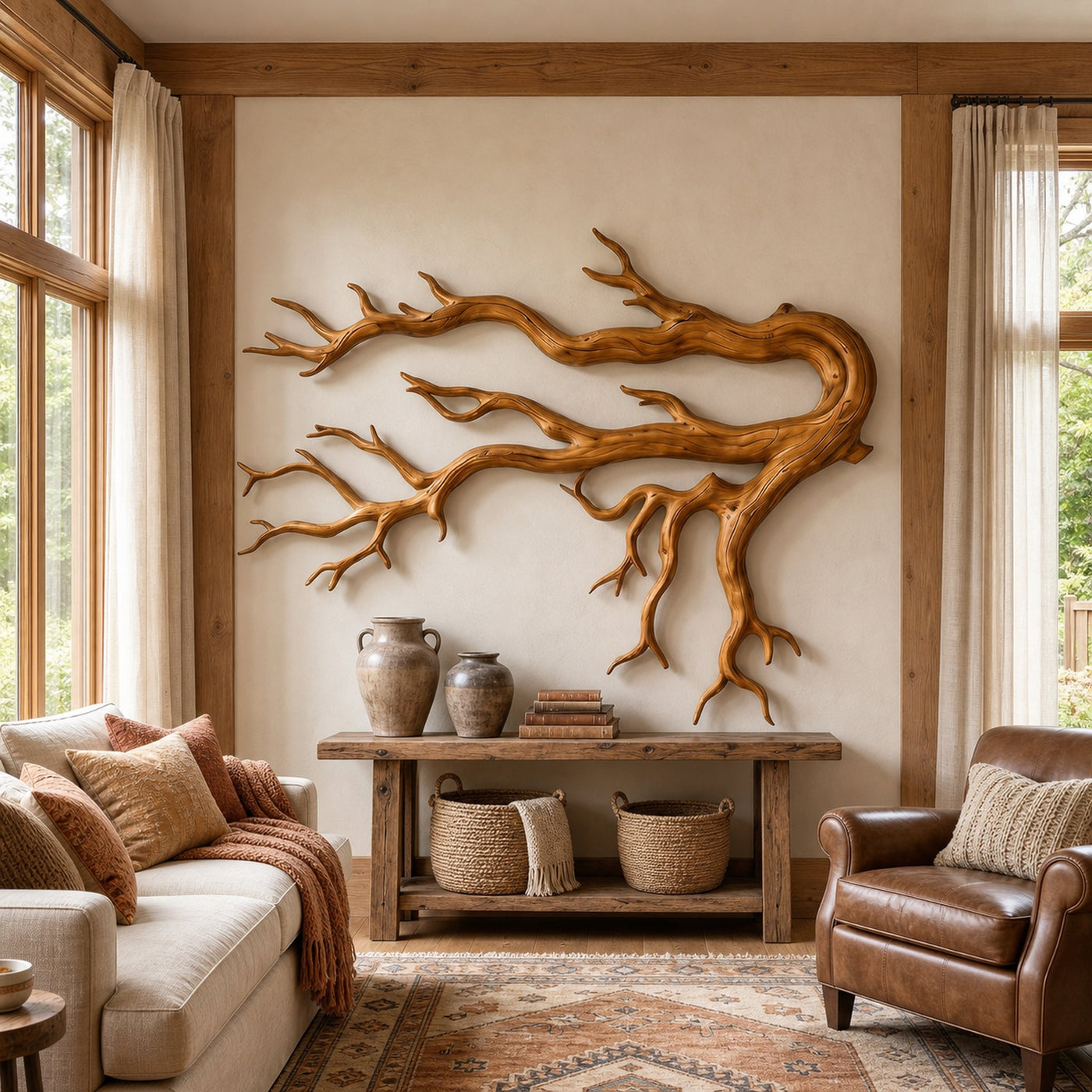 Driftwood Root Sculptural Solid Wood Wall Art Rustic Nature Inspired Decor - product view 6