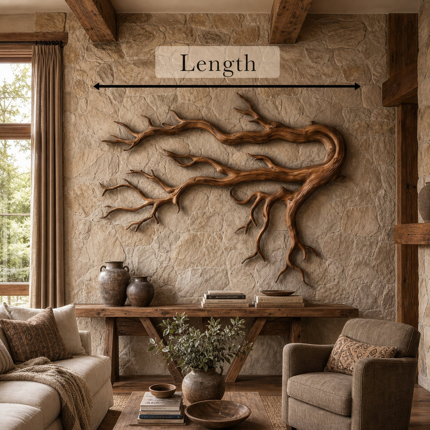 Driftwood Root Sculptural Solid Wood Wall Art Rustic Nature Inspired Decor - product view 8