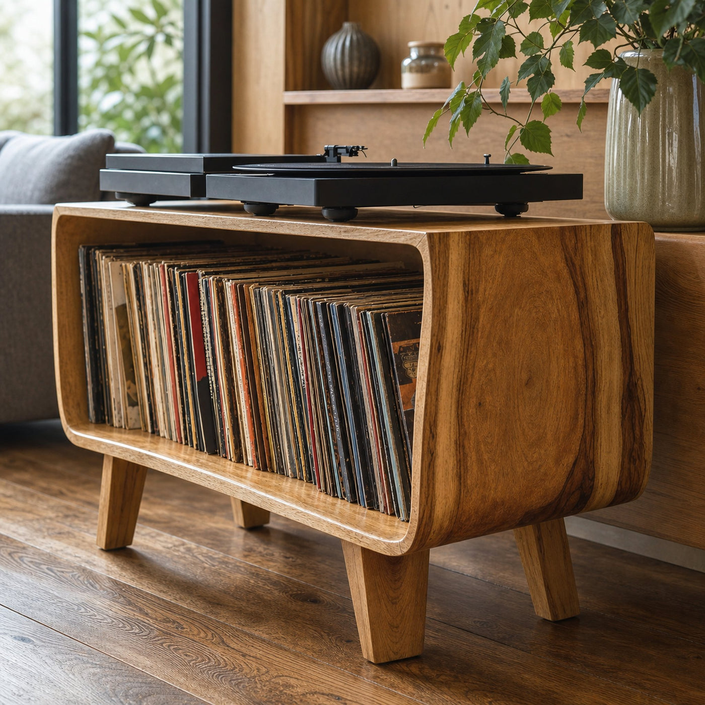 Elegant Record Player Stand For Living Room, Bedroom, Office