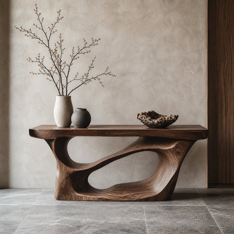 Windhollow Nova Solid Wood Console Table with Pierced Base