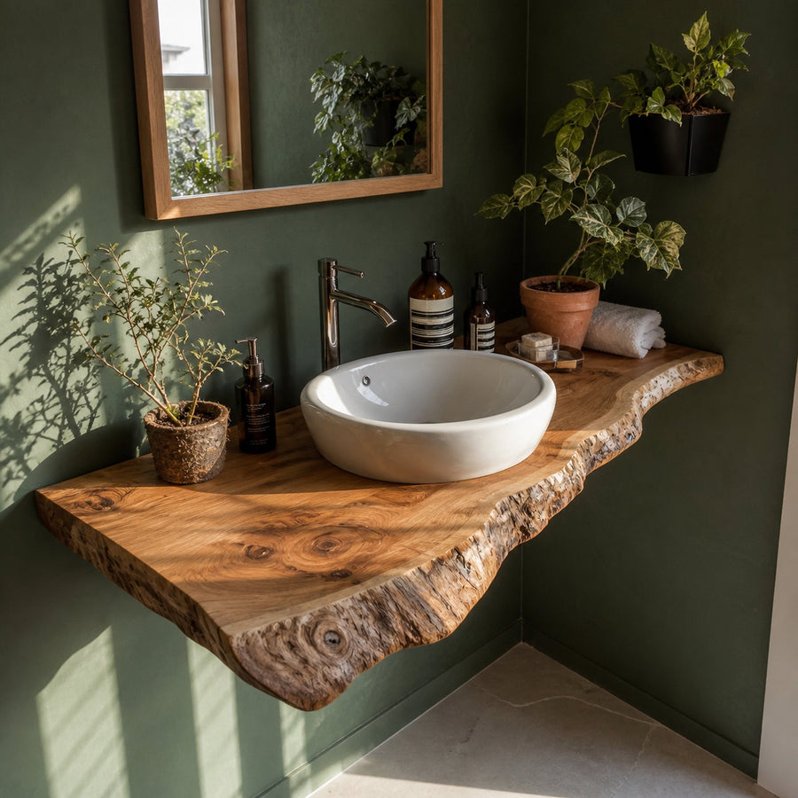 Farmhouse Bathroom Vanity In Solid Wood With Shelf