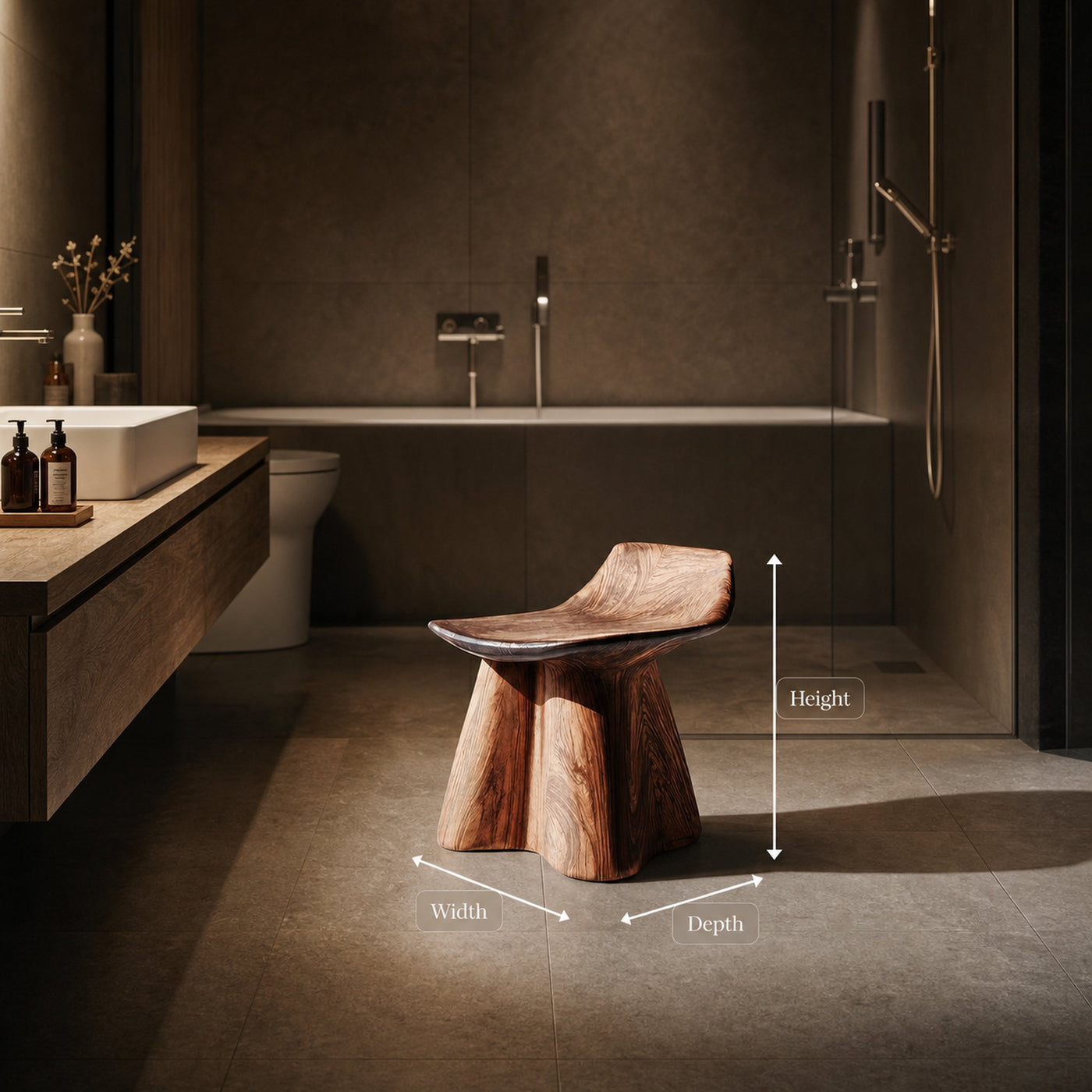 Farmhouse Shower Stool For Rustic Bathroom Interiors - product view 8