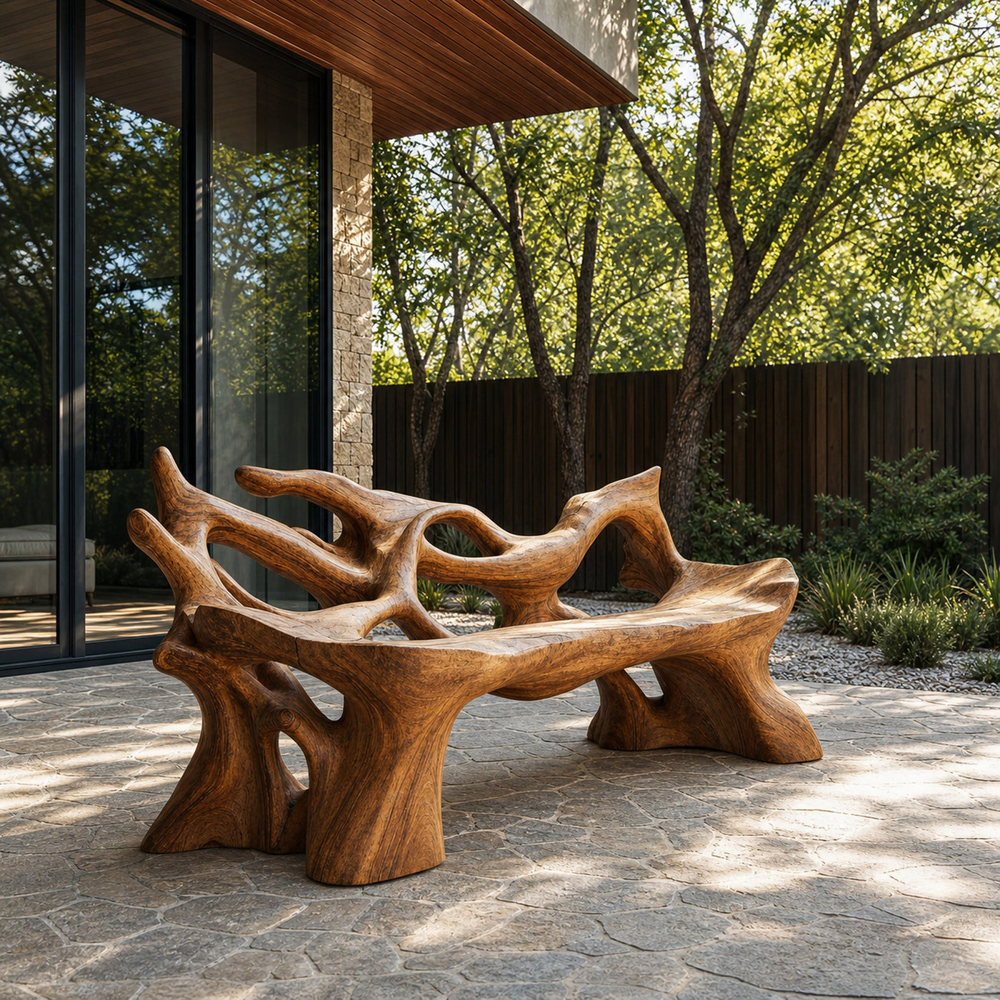 Farmhouse Wooden Bench For Weather Resistant Patio Decor