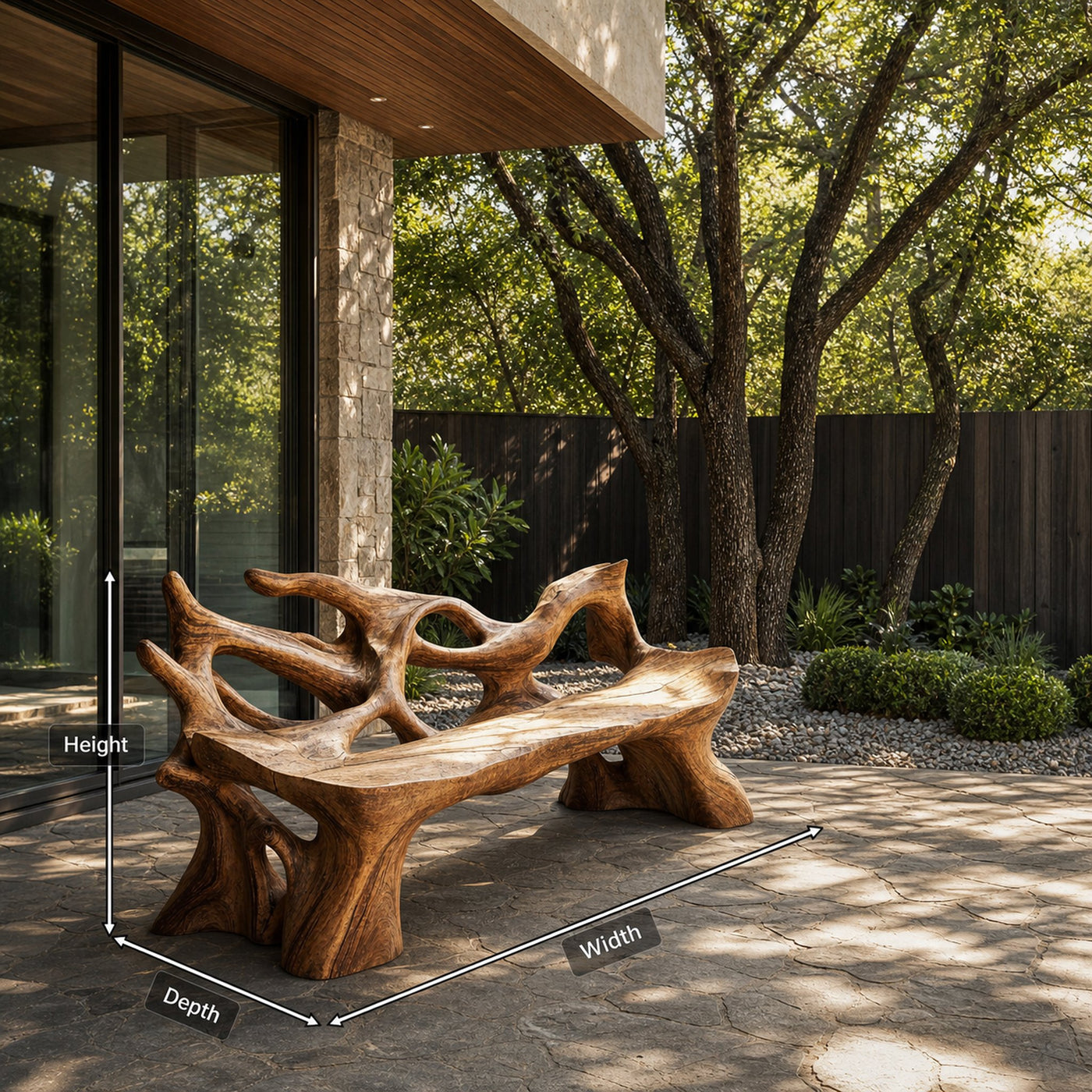 Farmhouse Wooden Bench For Weather Resistant Patio Decor - product view 8