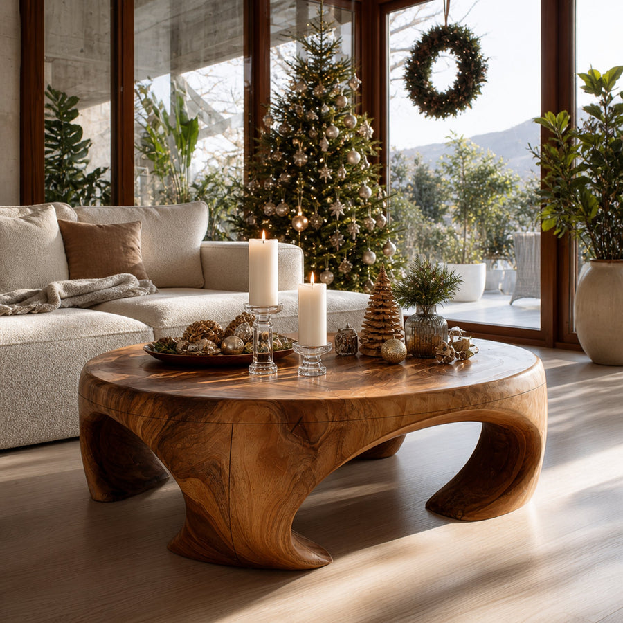 Farmhouse Wooden Coffee Table For Living Room Holiday Decoration