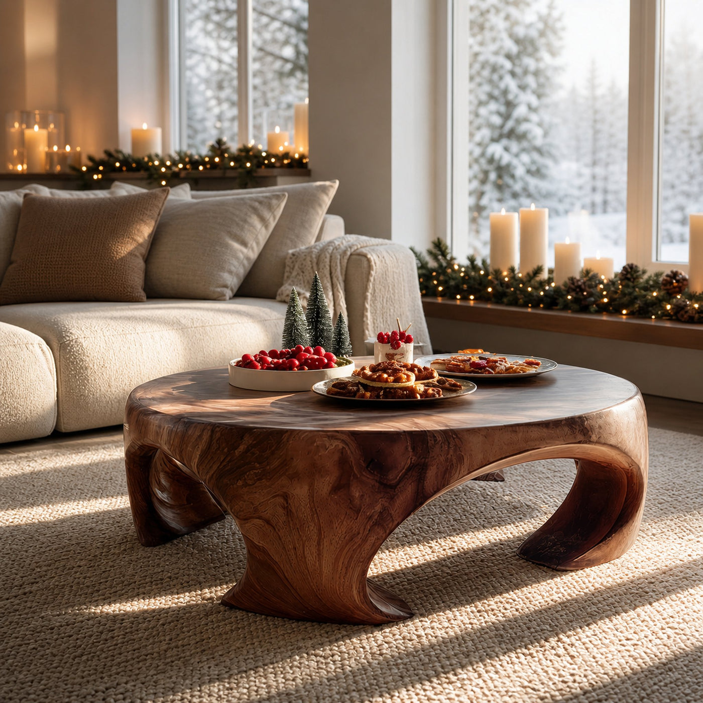 Farmhouse Wooden Coffee Table For Living Room Holiday Decoration - product view 7