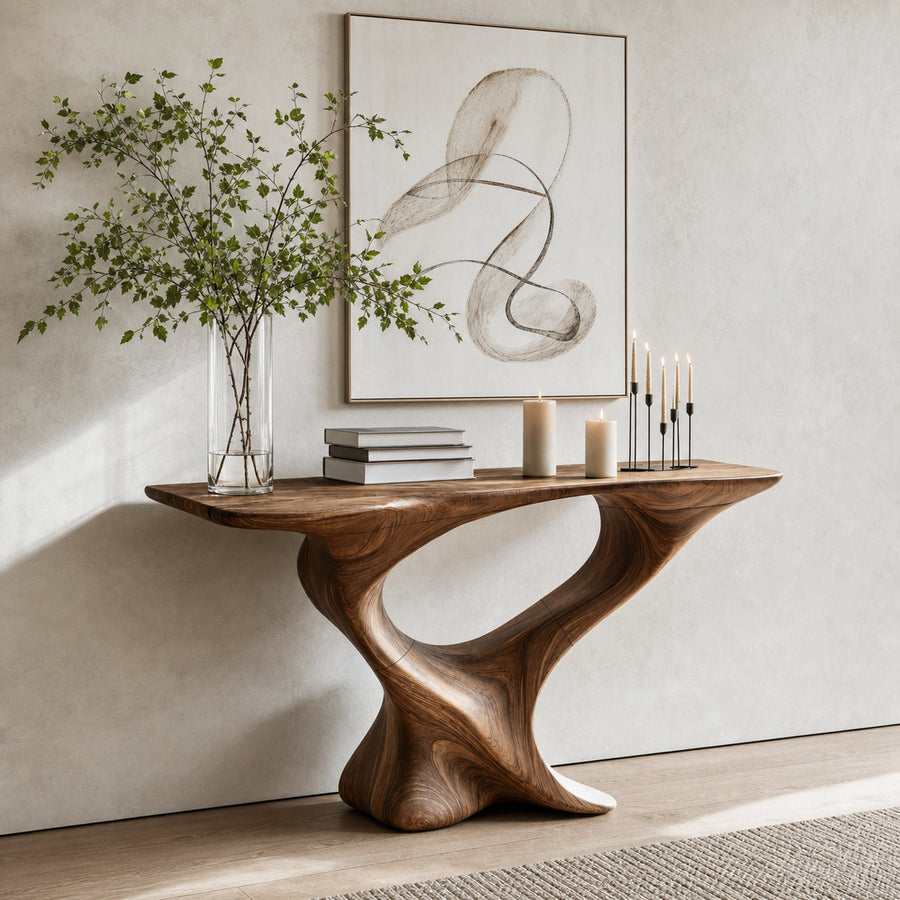 Farmhouse Wooden Console Table Entryway Decor