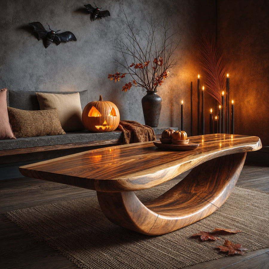 Farmhouse Wooden Live Edge Coffee Table Livingroom Decor Haunted Look