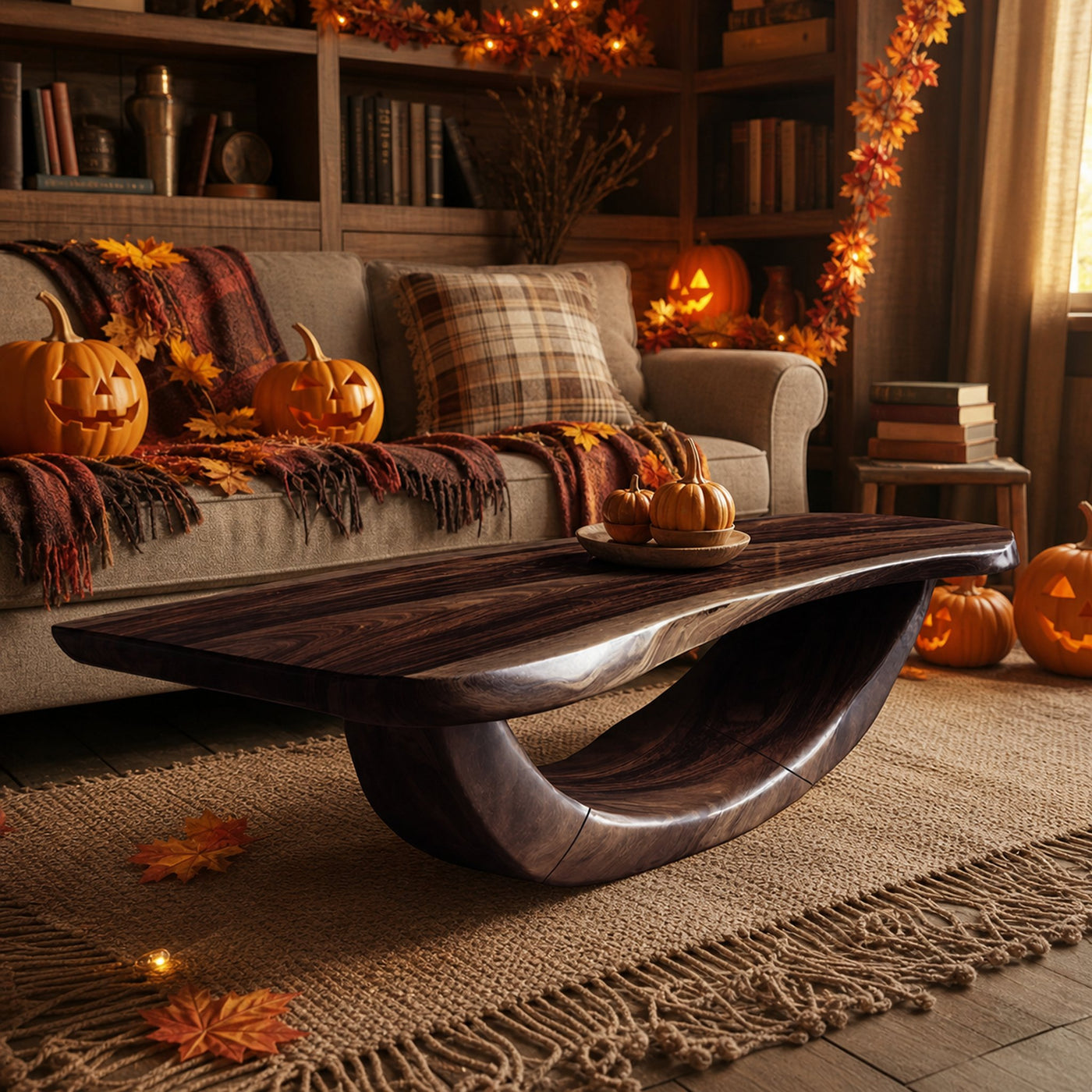 Farmhouse Wooden Live Edge Coffee Table Livingroom Decor Haunted Look - product view 7