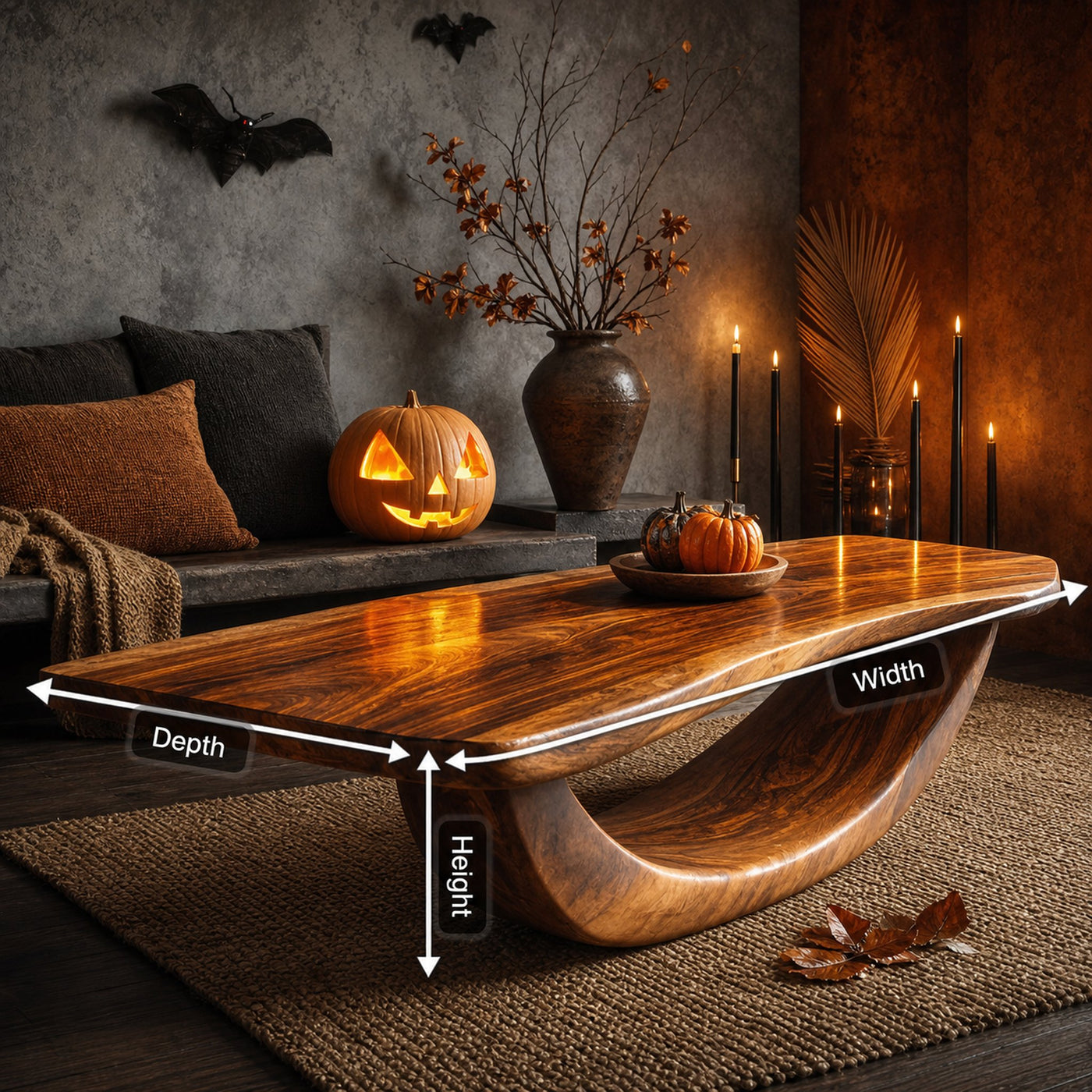 Farmhouse Wooden Live Edge Coffee Table Livingroom Decor Haunted Look - product view 8