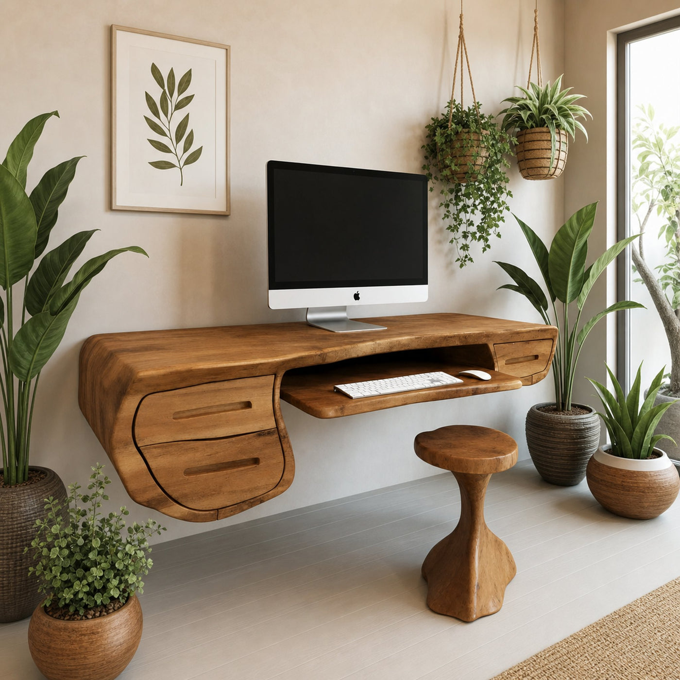 Floating Sculptural Desk With Drawers For Home Office And Studio - product view 6