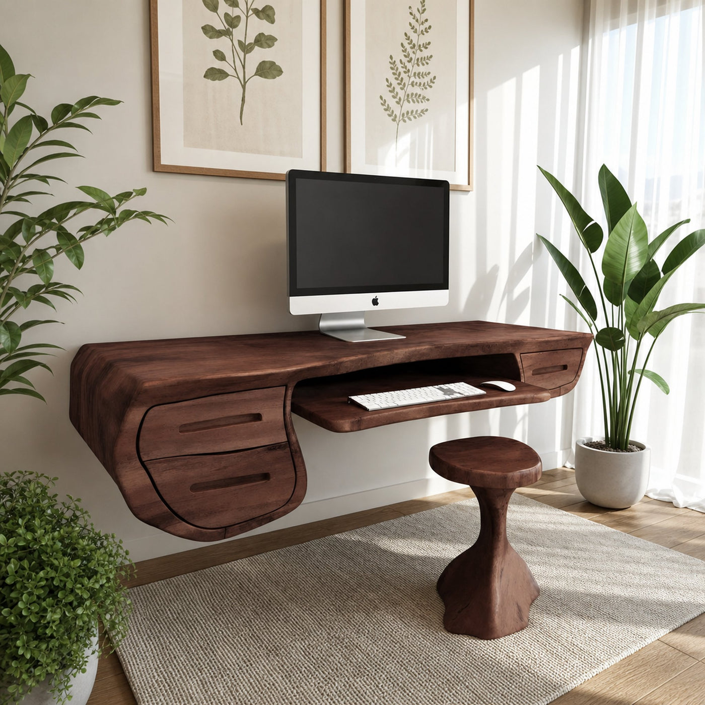 Floating Sculptural Desk With Drawers For Home Office And Studio - product view 7