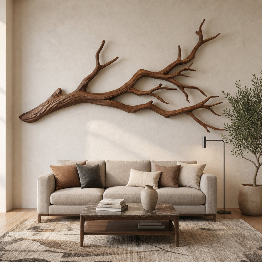 Flowing Organic Wood Branch Wall Sculpture Contemporary Decor