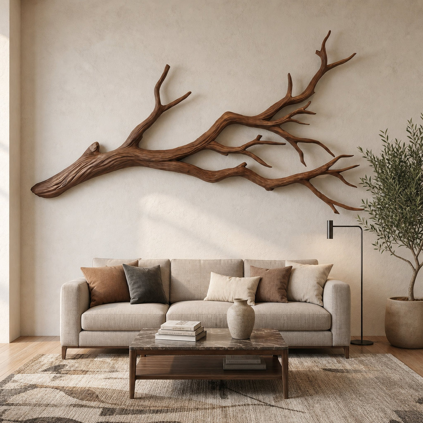 Flowing Organic Wood Branch Wall Sculpture Contemporary Decor