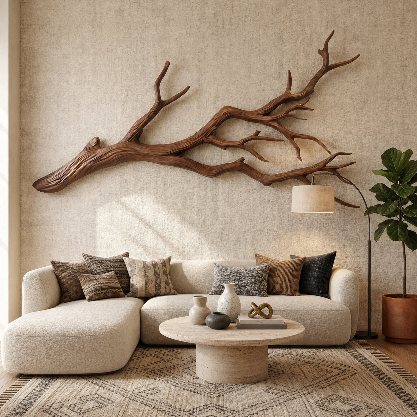 Flowing Organic Wood Branch Wall Sculpture Contemporary Decor - product view 7