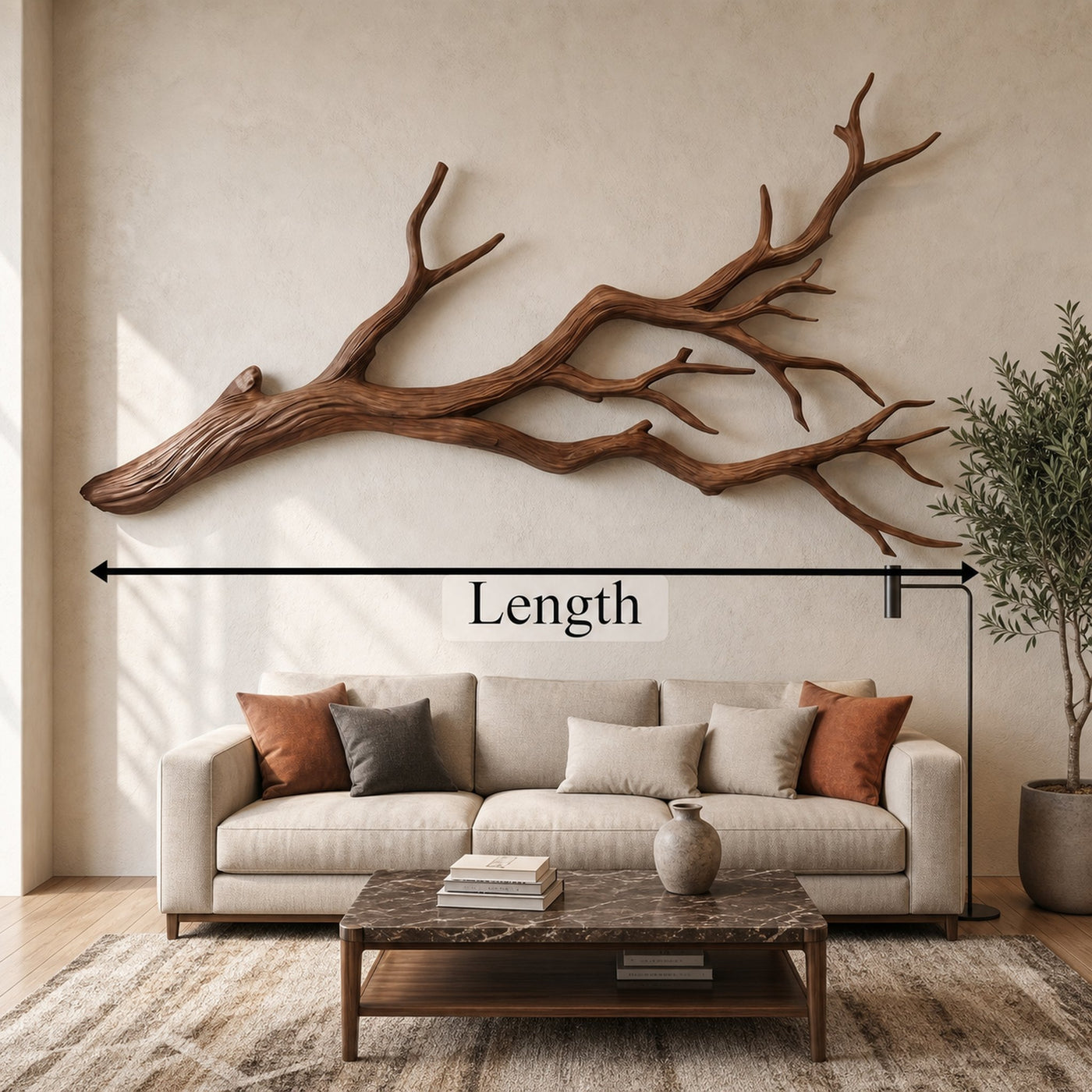 Flowing Organic Wood Branch Wall Sculpture Contemporary Decor - product view 8