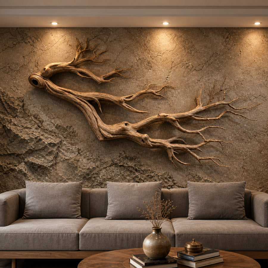 Freeform Wood Branch Wall Art Natural Sculptural Interior Decor