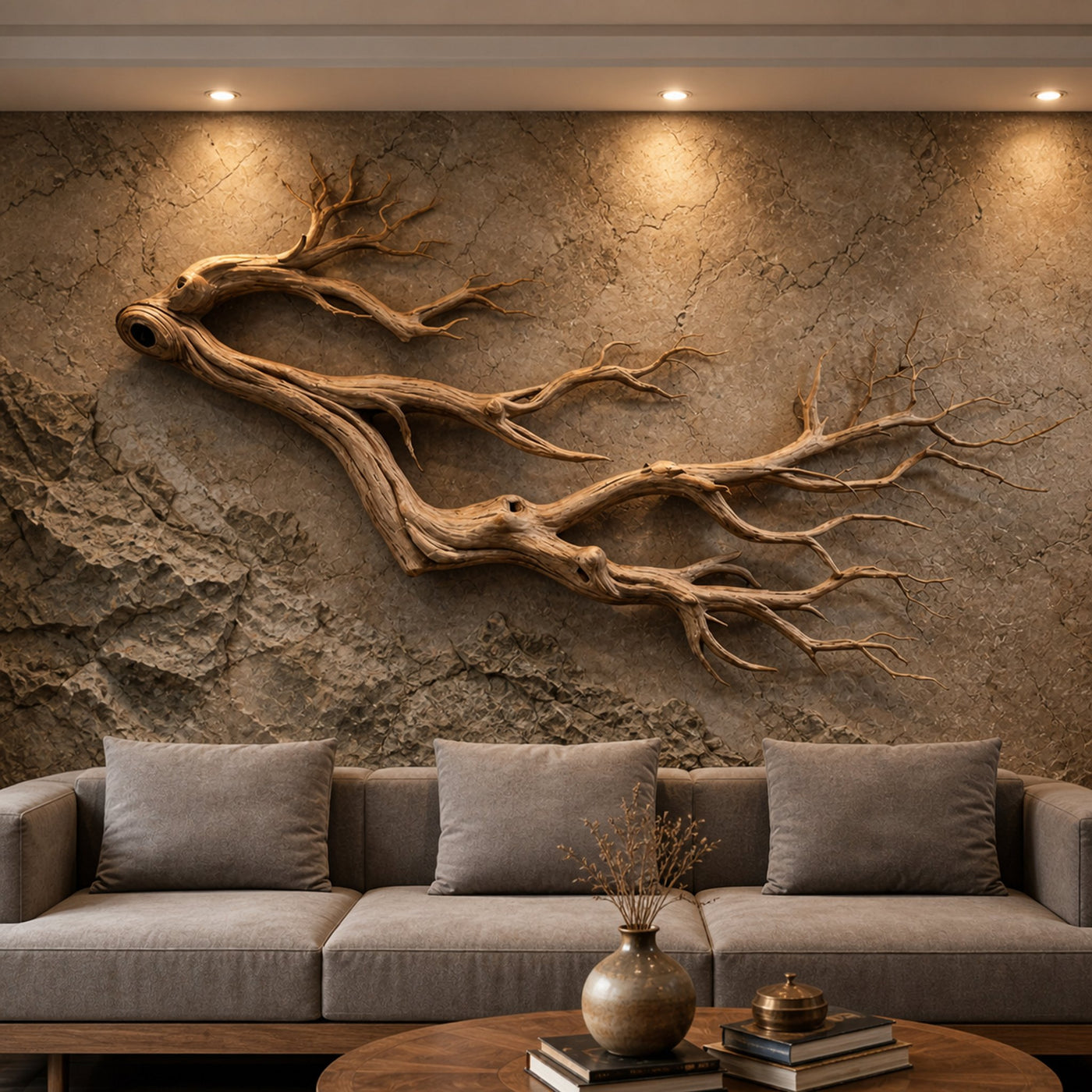 Freeform Wood Branch Wall Art Natural Sculptural Interior Decor