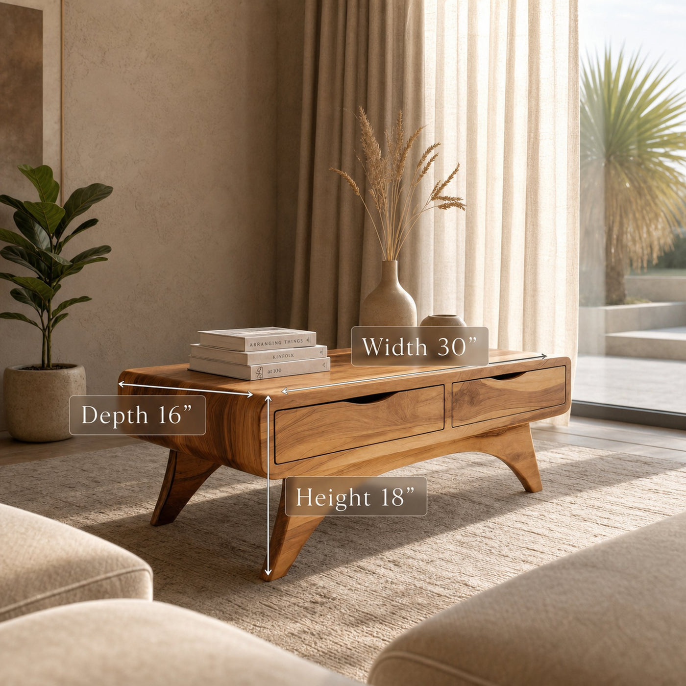Handcrafted Coffee Table With Drawers For Living Room - product view 6