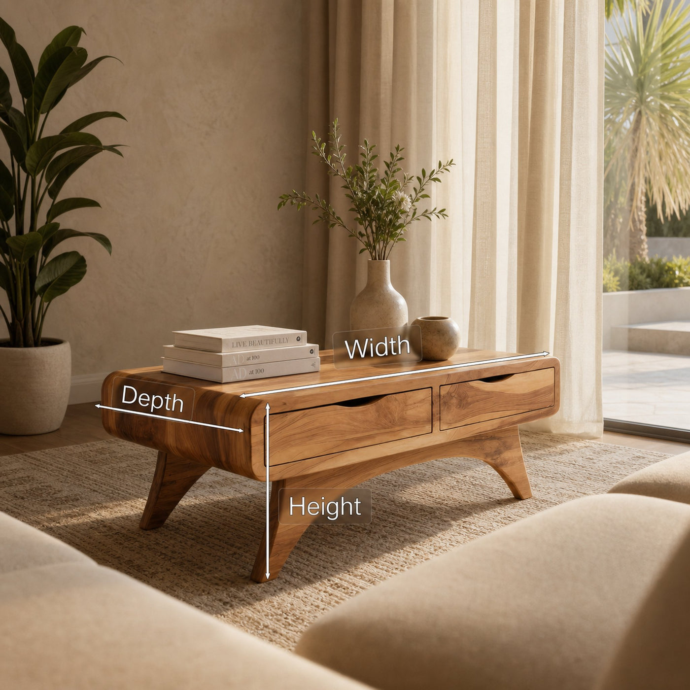 Handcrafted Coffee Table With Drawers For Living Room - product view 7