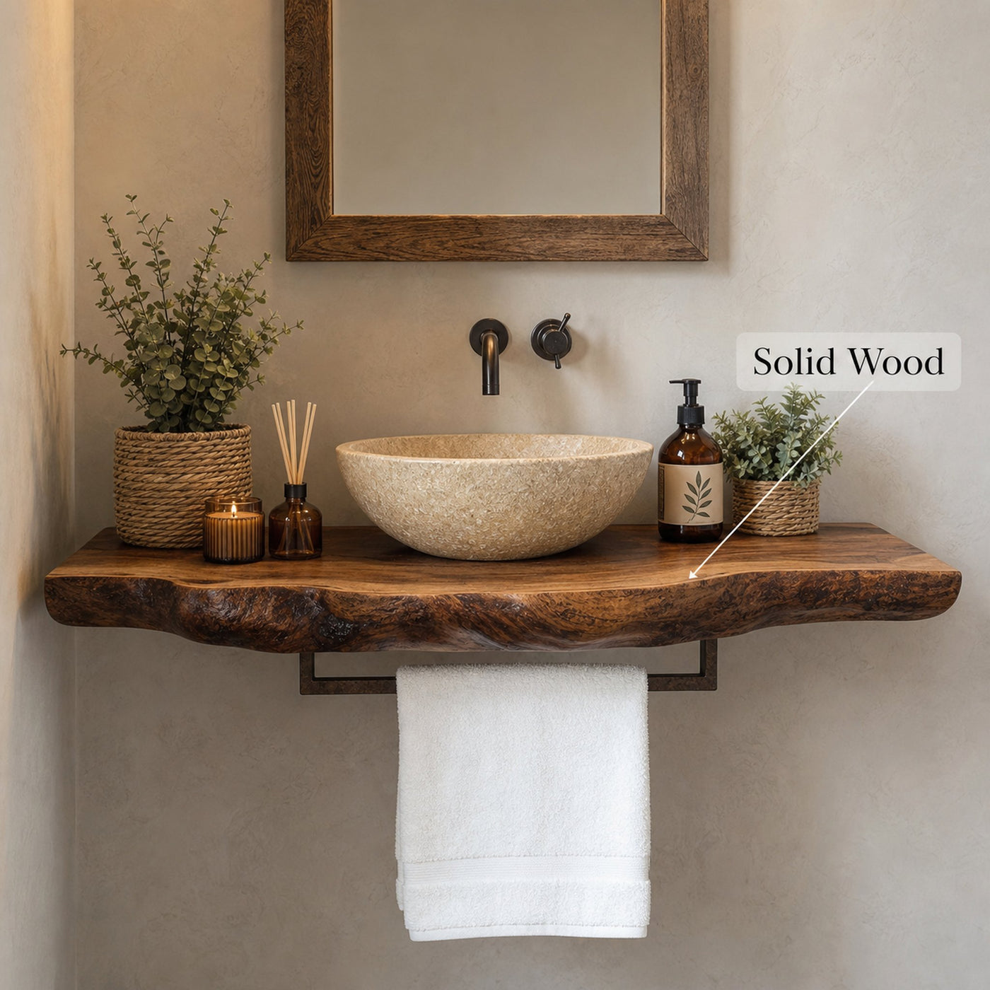 Handcrafted Floating Bathroom Vanity Shelf Rustic - product view 6