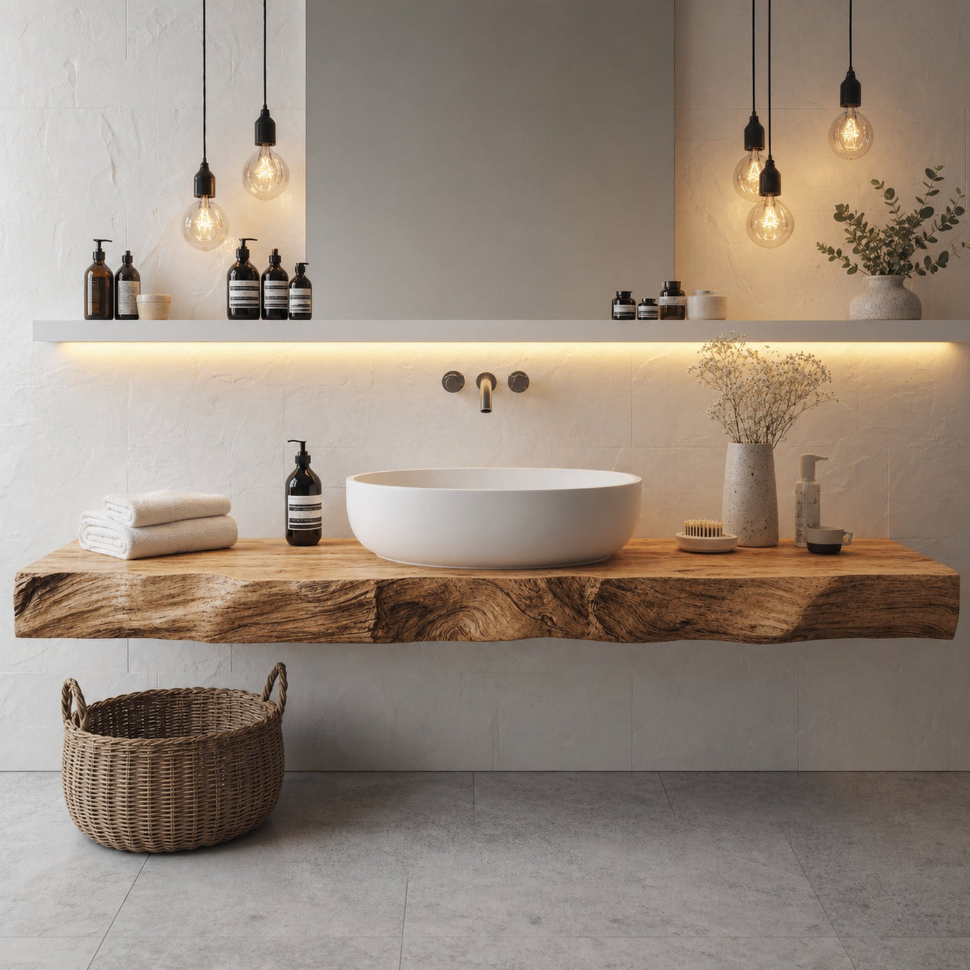 Handcrafted Live Edge Bathroom Vanity For Modern Design