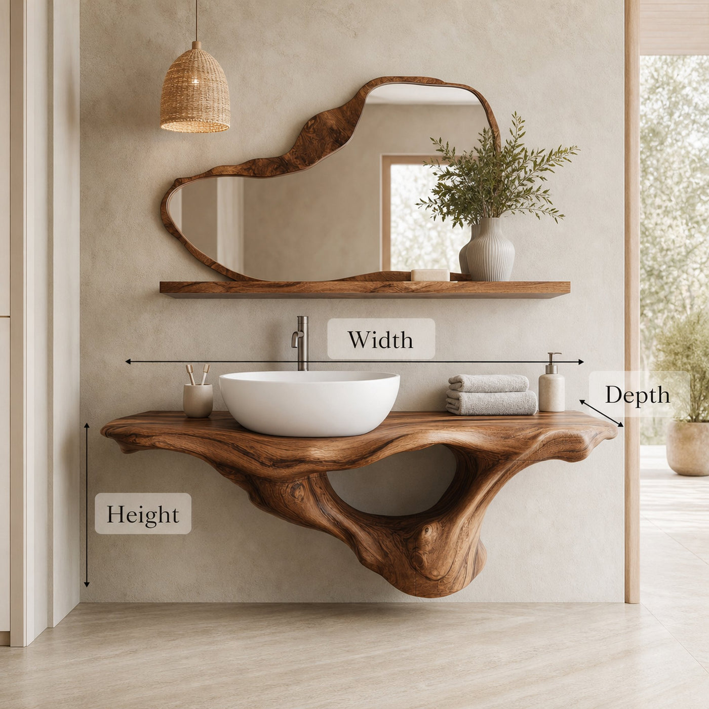 Handcrafted Live Edge Bathroom Vanity Premium Furniture - product view 6