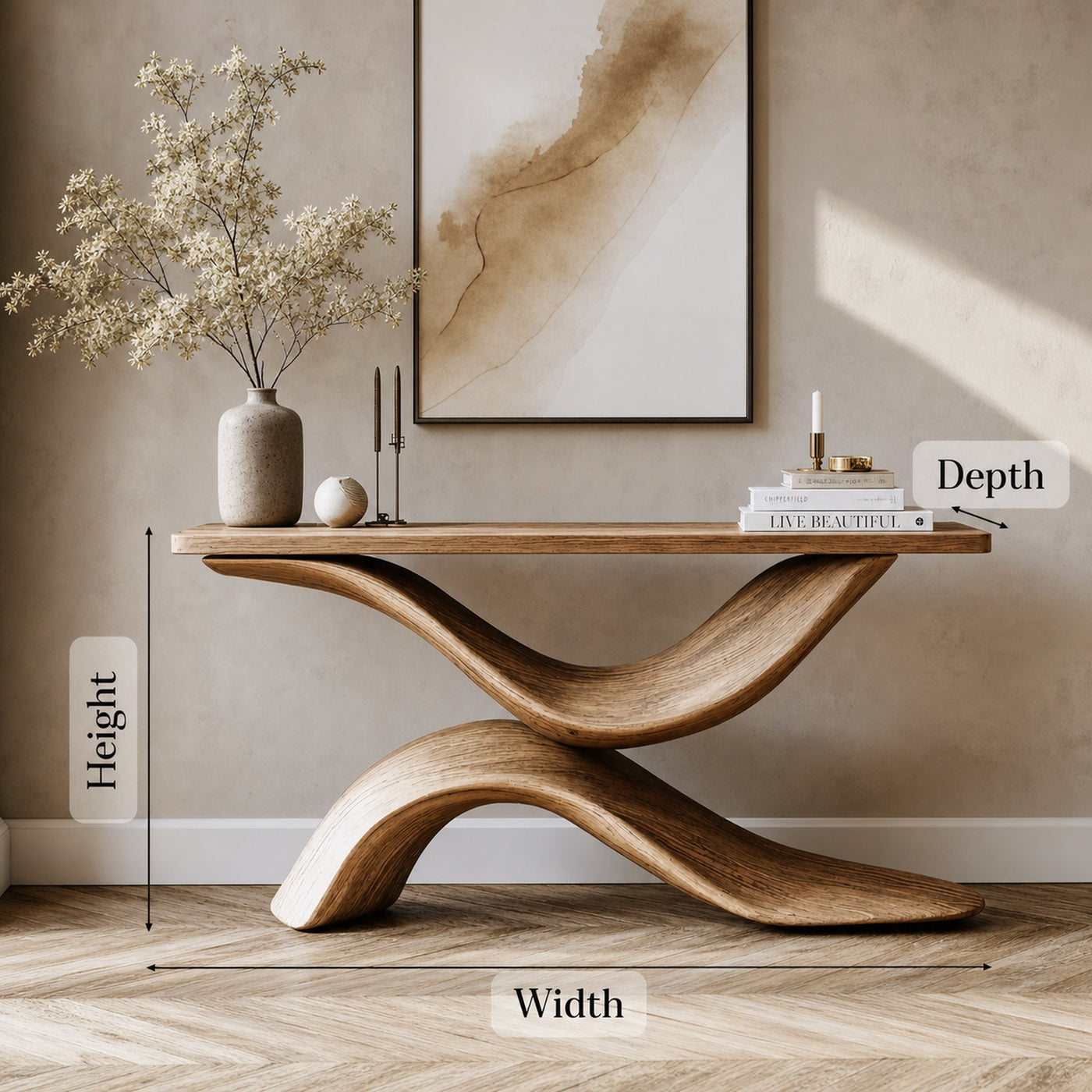 Handcrafted Live Edge Console Table Furniture Decor - product view 6