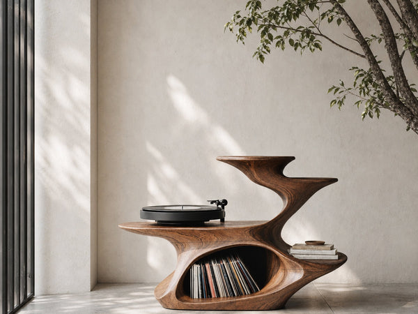 Handcrafted Live Edge Record Stand Unique Living Room