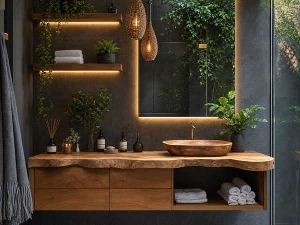 Handcrafted Live Edge Vanity For Bathroom Interiors